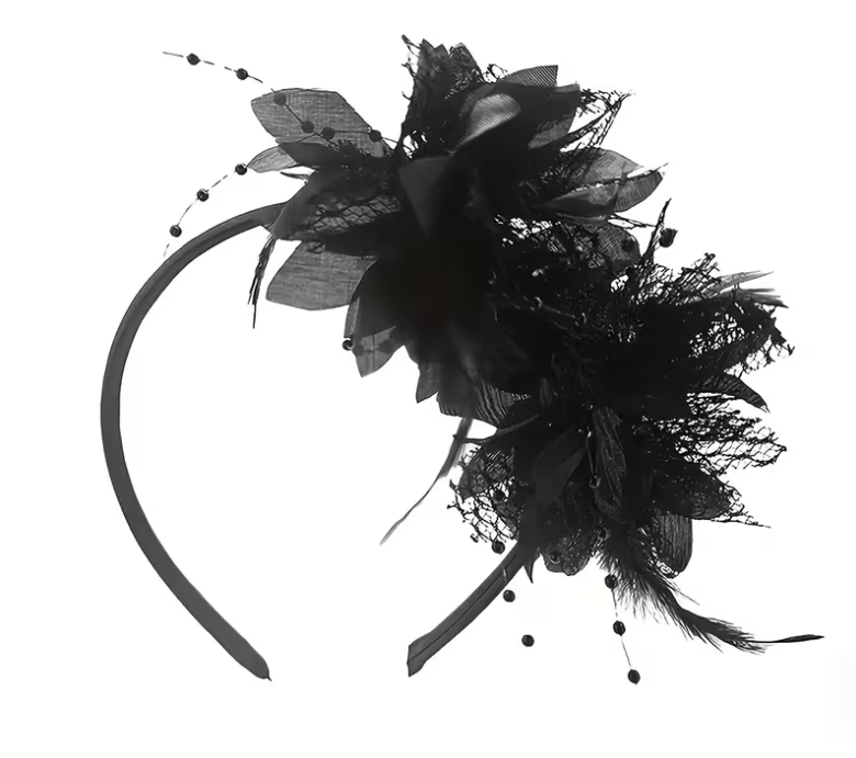fascinator-celenka-cerna-kytka, www.boome.cz
