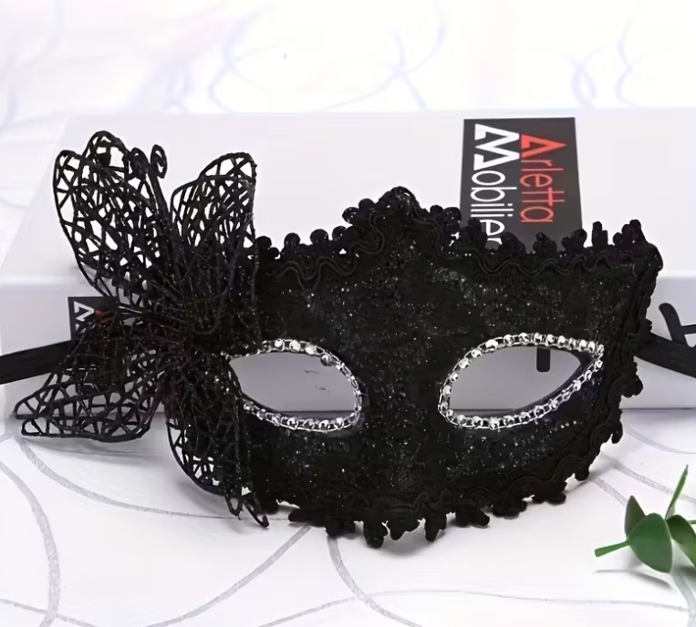 karnevalova-škraboška-zdobená-černá, www.boome.cz