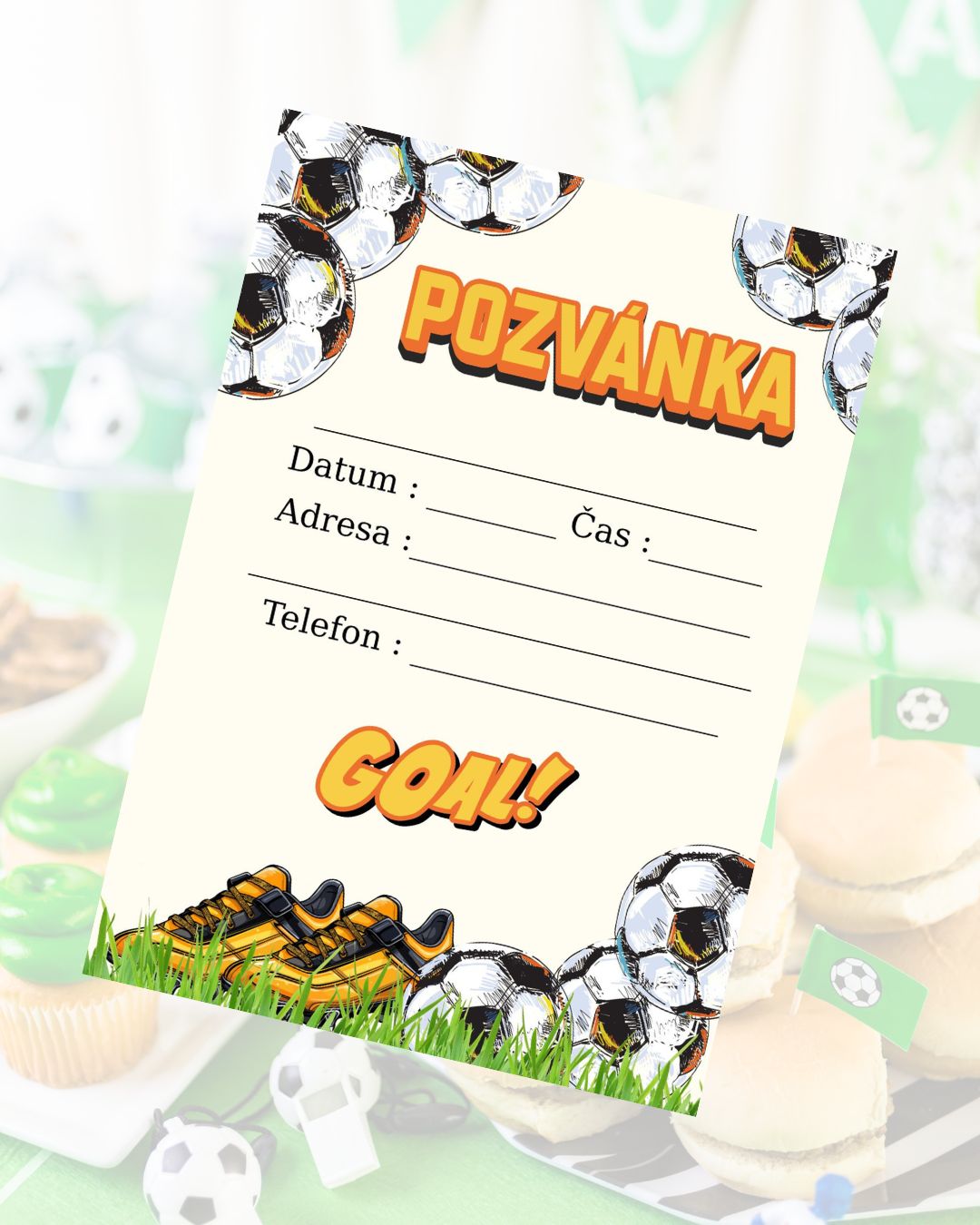 Narozeninové pozvánky, fotbal, A6, 6 ks, www.boome.cz