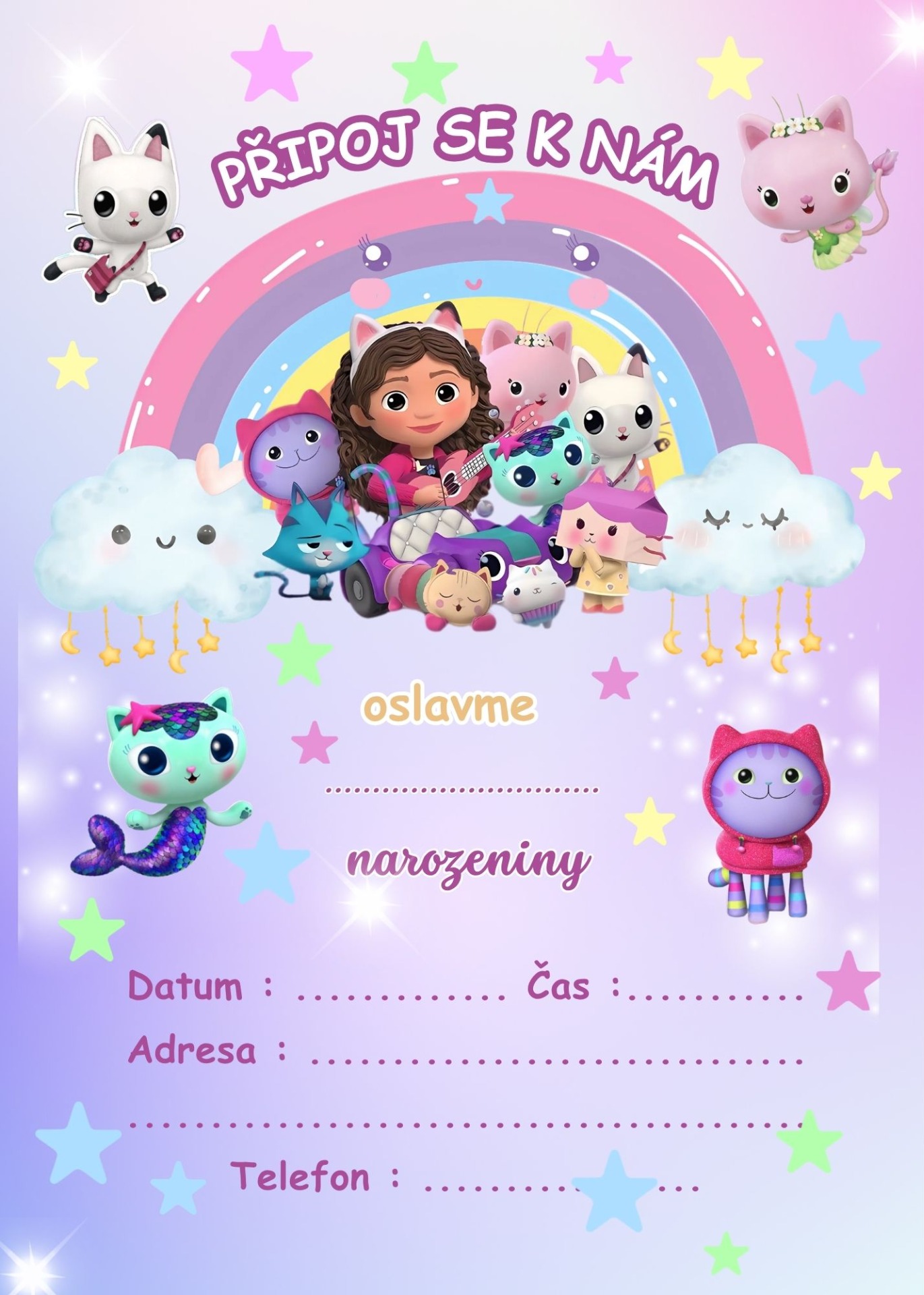 pozvanky, Gabinin kouzelny domecek, www.boome.cz